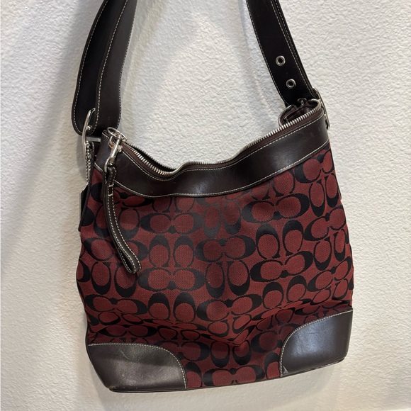 Coach Black and Red Shoulder Bag with Signature Monogram - Picture 2 of 4